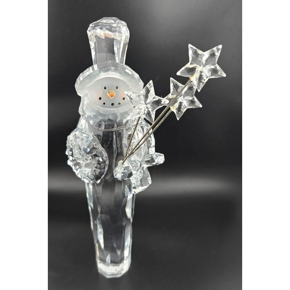 7" Crystal Snowman Figurine With Star Wand, Top Hat and Carrot Nose - Picture 3 of 9